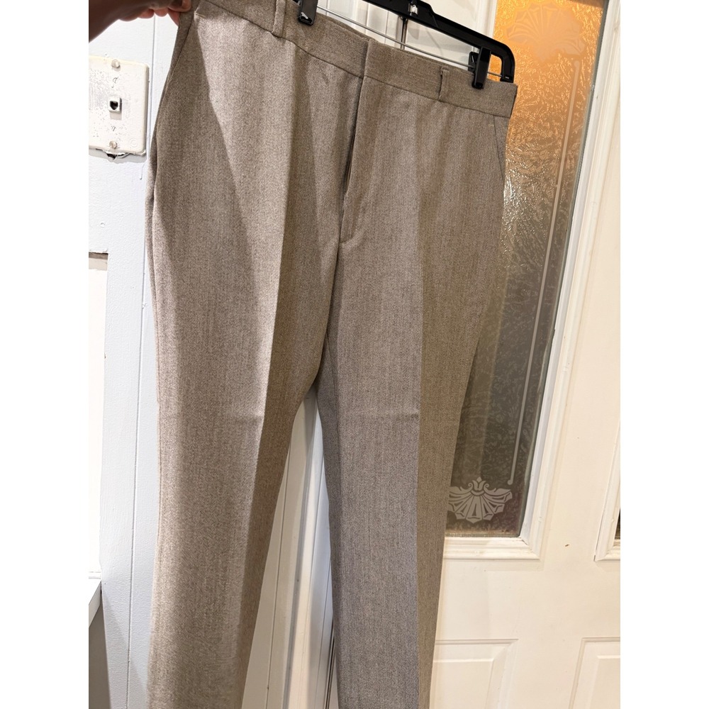Huntington Mens Flat Front Dress Trousers Tan Brown Textured Slacks 36 Waist